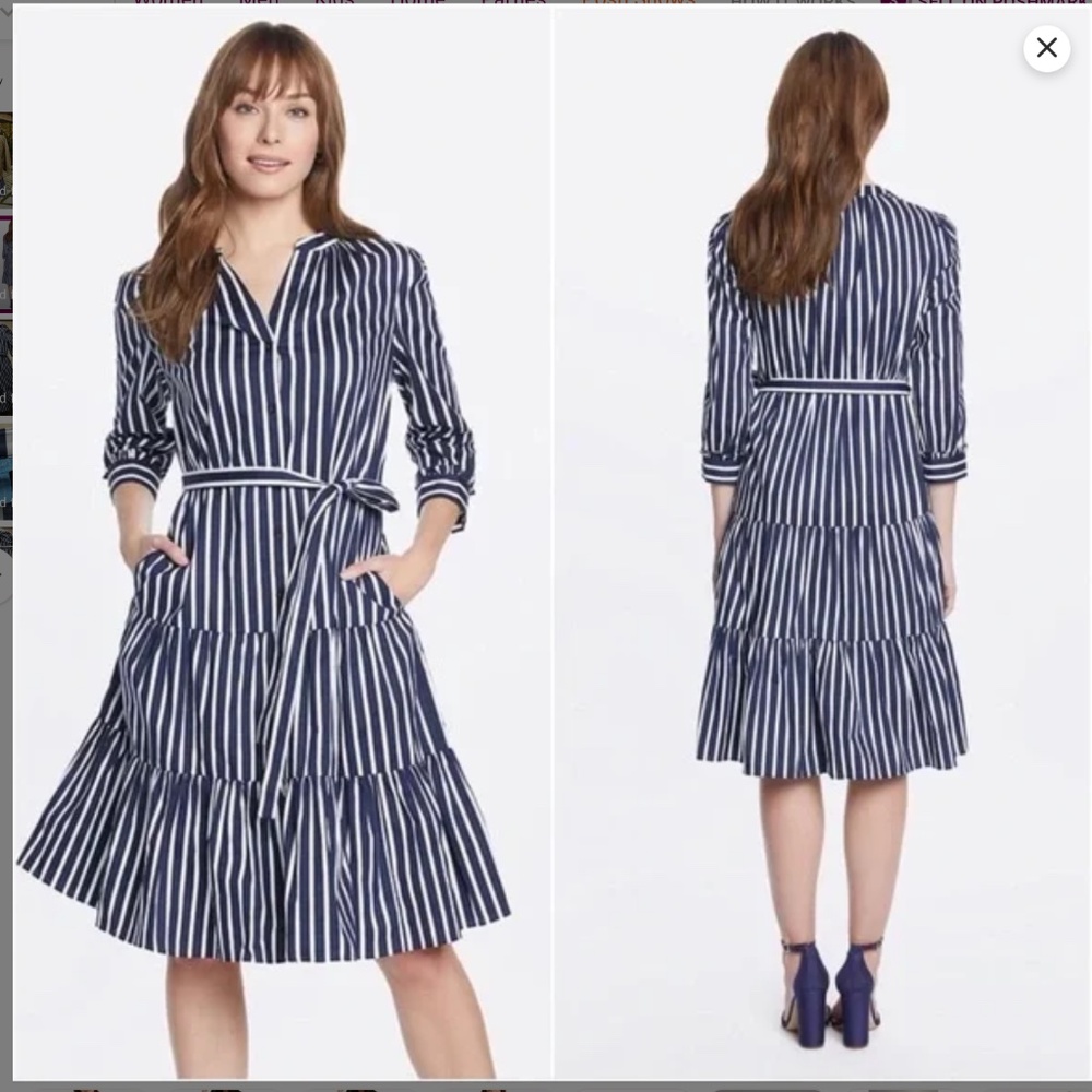 EUC Draper James Loretta Shirt Dress in Awning Stripe